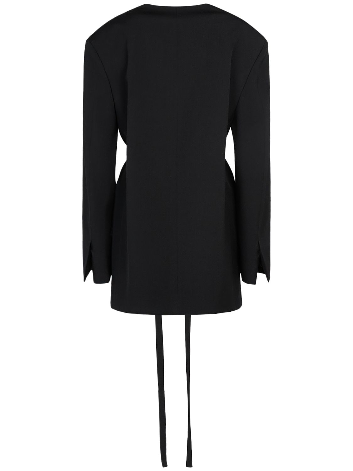 Shop The Row Clio Belted Collarless Wool Serge Jacket In Black
