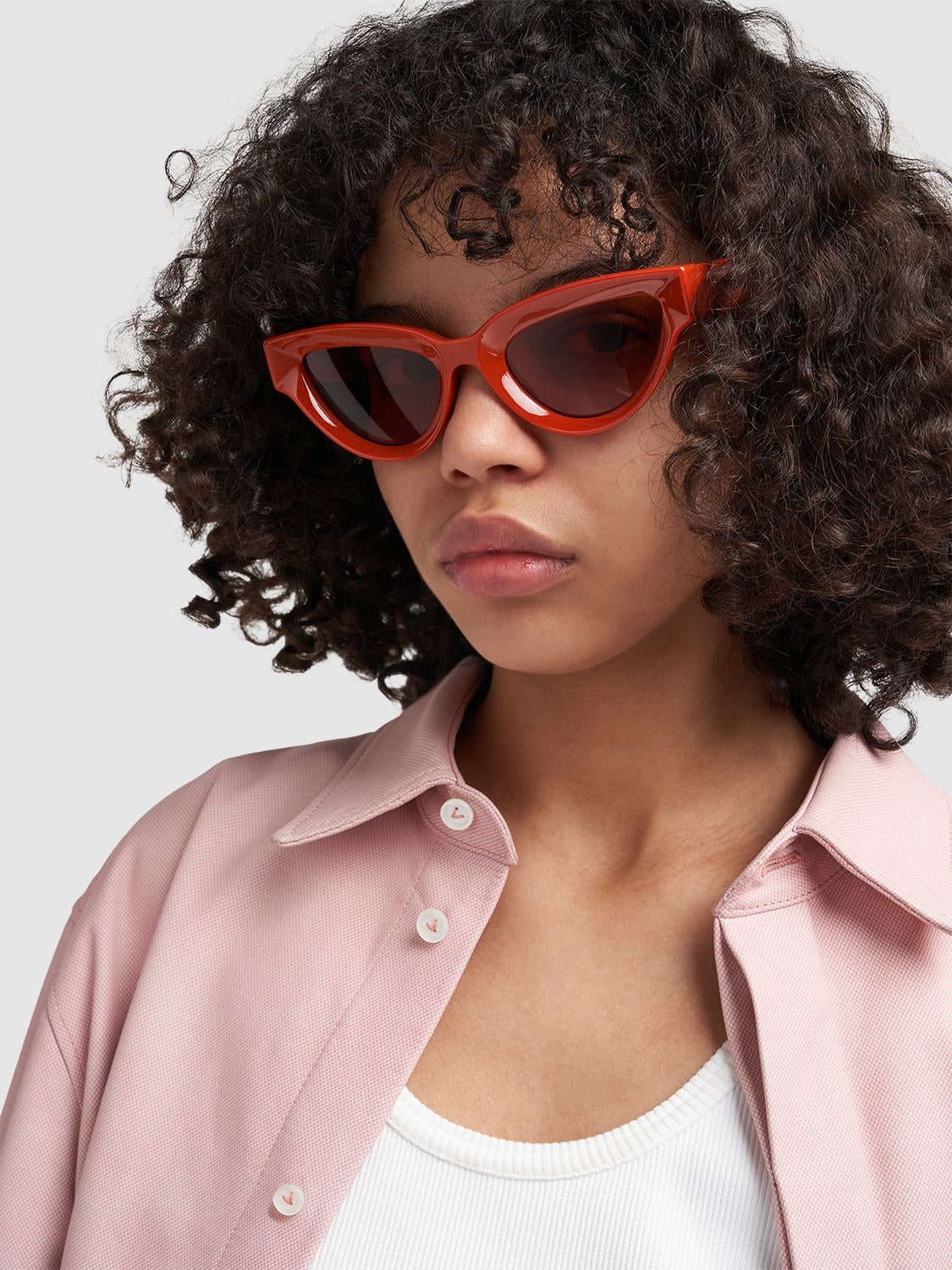 Shop Bottega Veneta Bv1249s Sharp Cat Eye Acetate Sunglasses In Orange