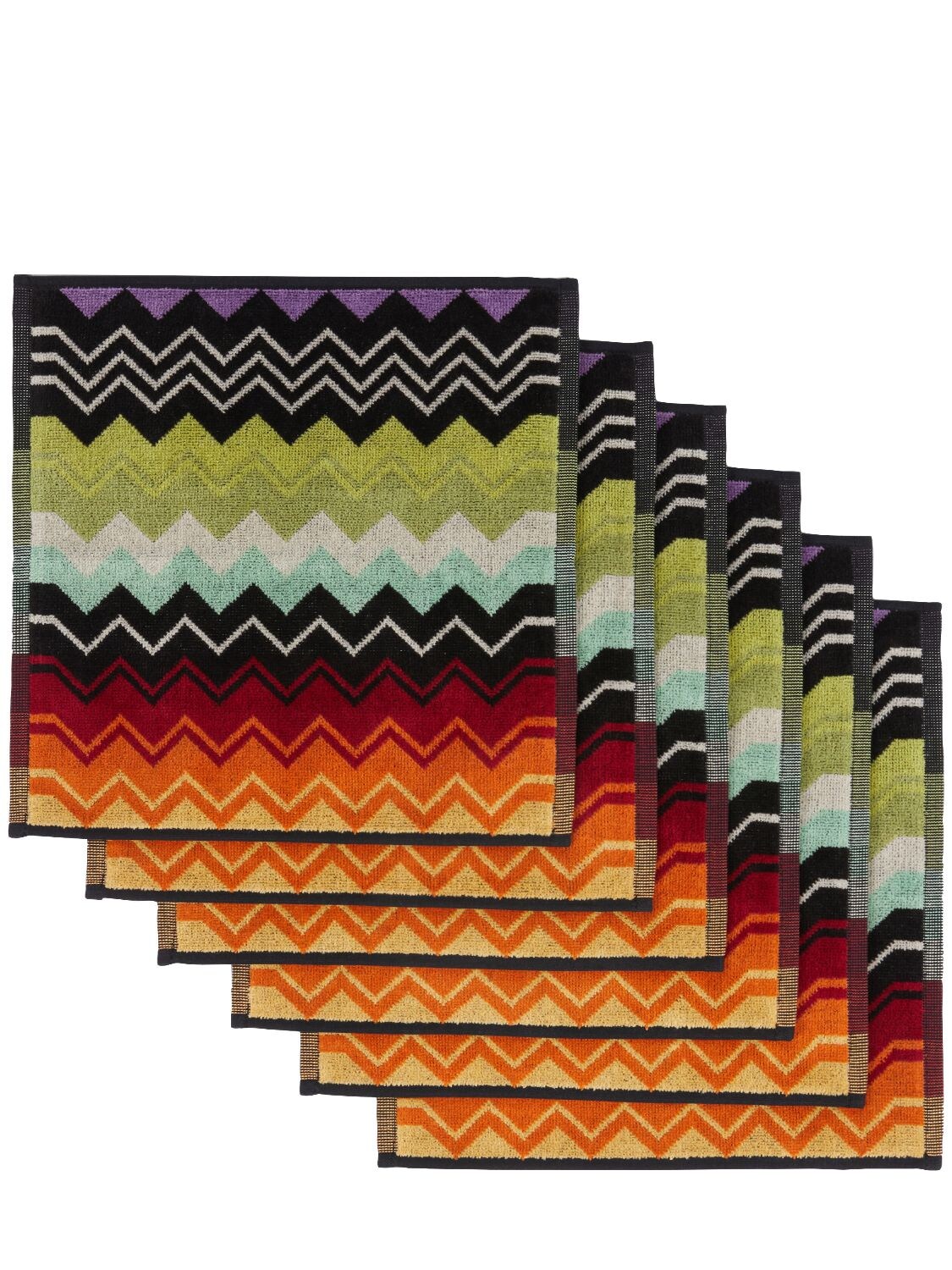 Missoni Home Collection Giacomo Set Of 6 Cotton Hand Towels In Multicolor