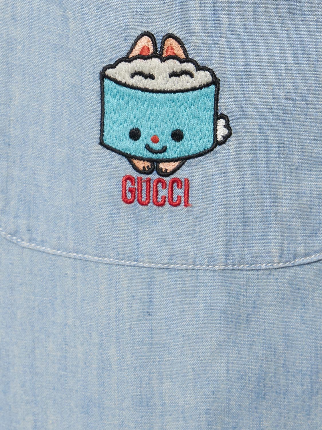 Gucci X Pikarar Kawaii-embroidered Cotton Shirt