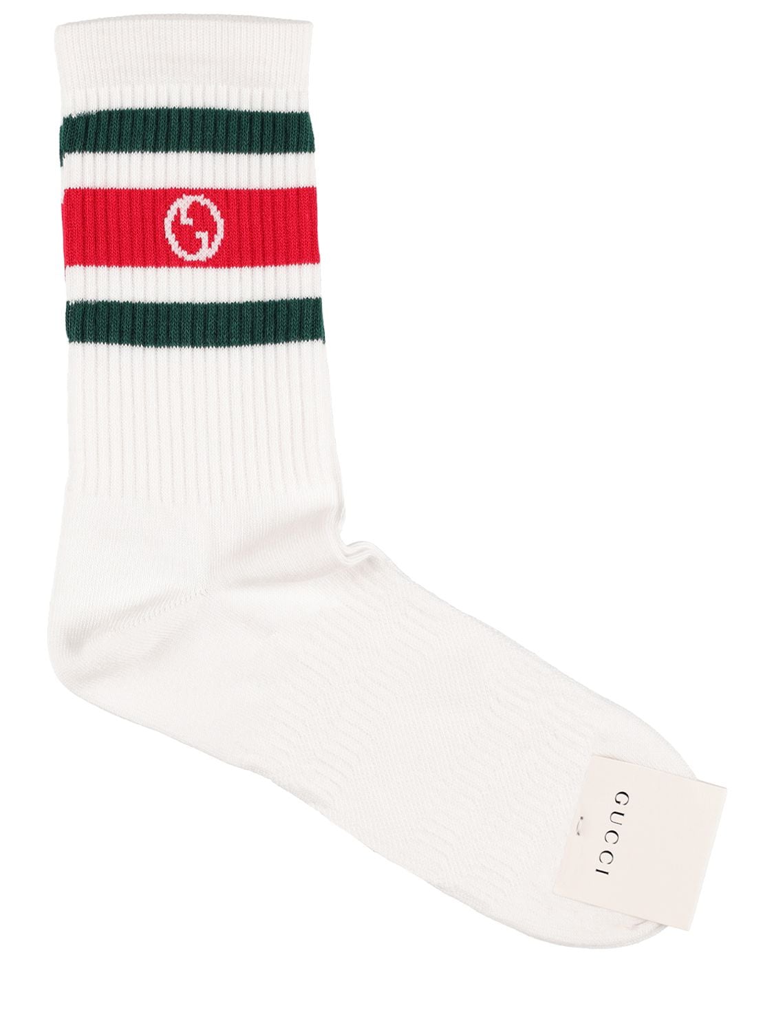 Shop Gucci Gg Cotton Blend Socks W/ Web In White,multi