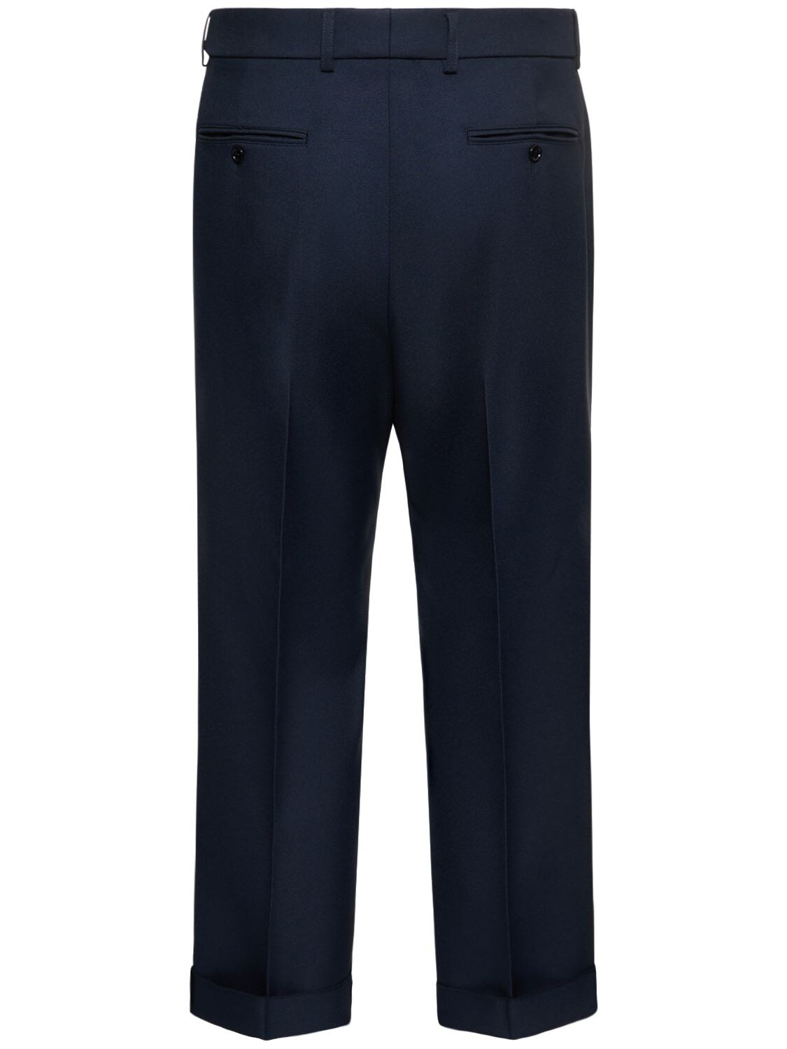 Shop Gucci Fluid Drill Pants W/ Web Detail In Navy