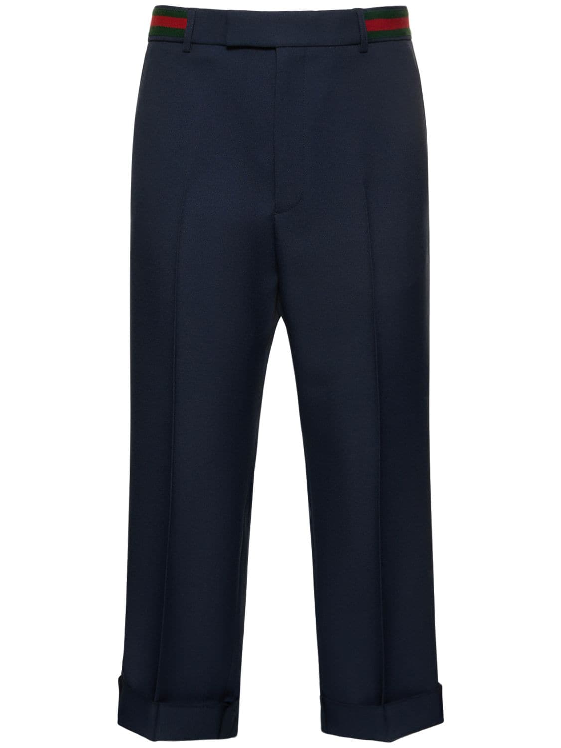 Gucci Fluid Drill Pants W/ Web Detail In Navy