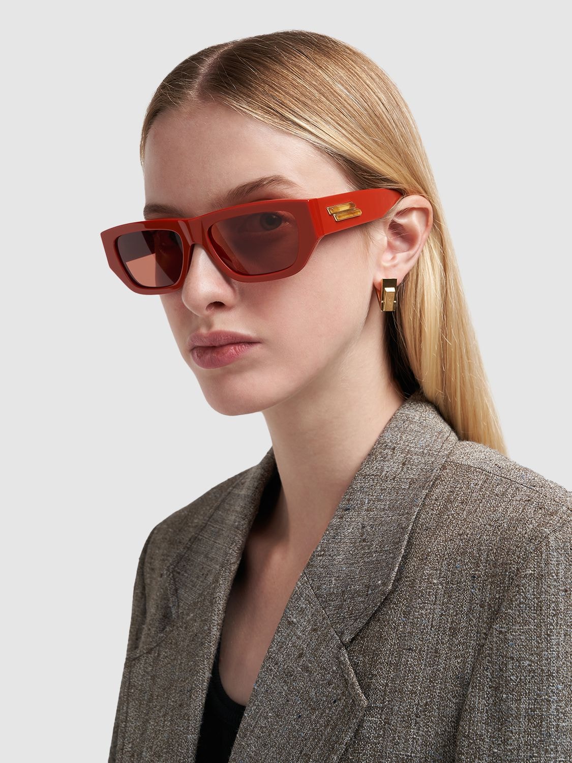 Shop Bottega Veneta Bv1252s Acetate Sunglasses In Orange
