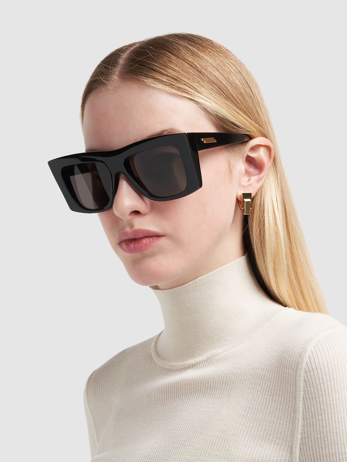 Shop Bottega Veneta Bv1270s Acetate Sunglasses In Black,grey