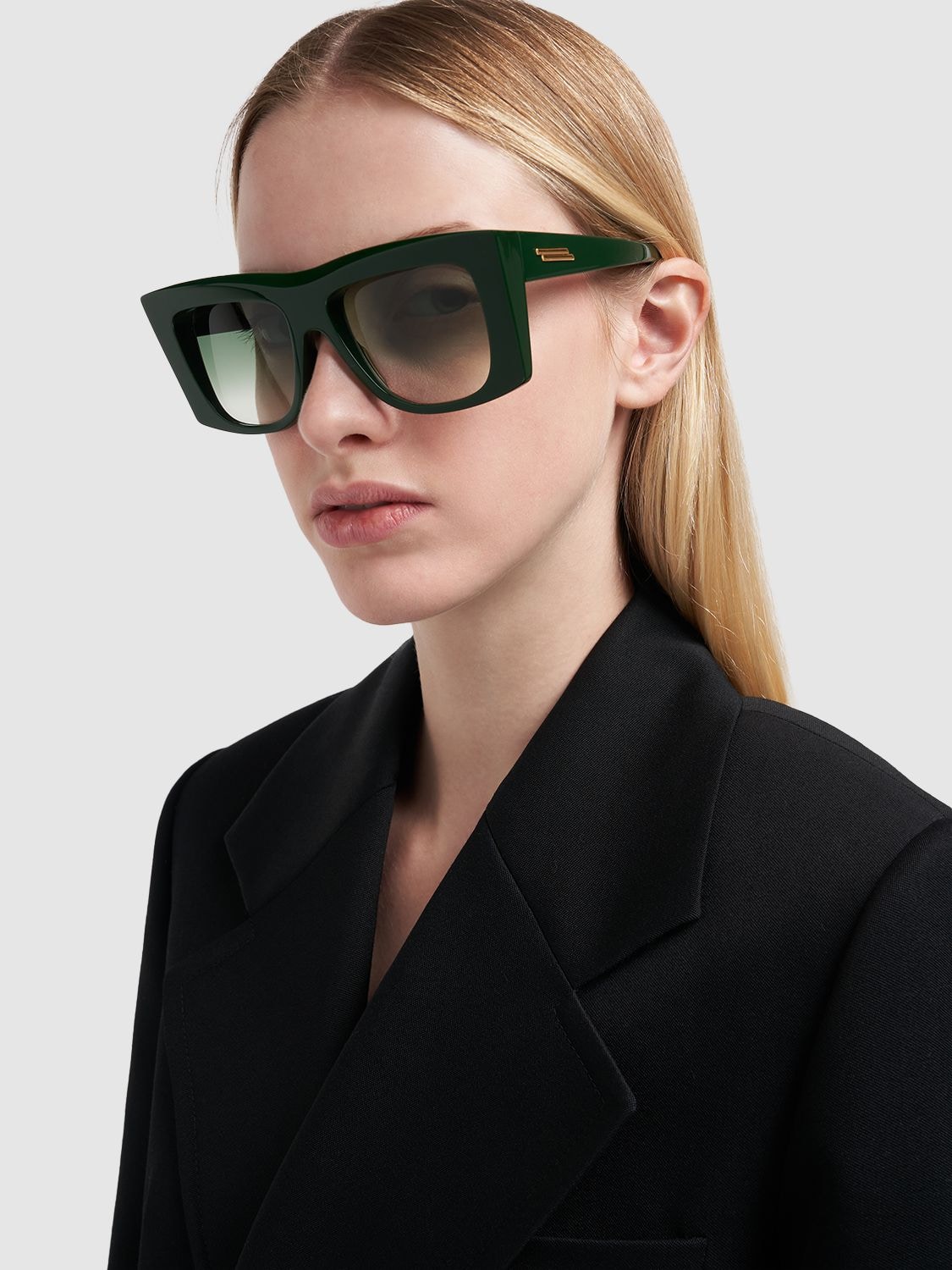 Shop Bottega Veneta Bv1270s Acetate Sunglasses In Green