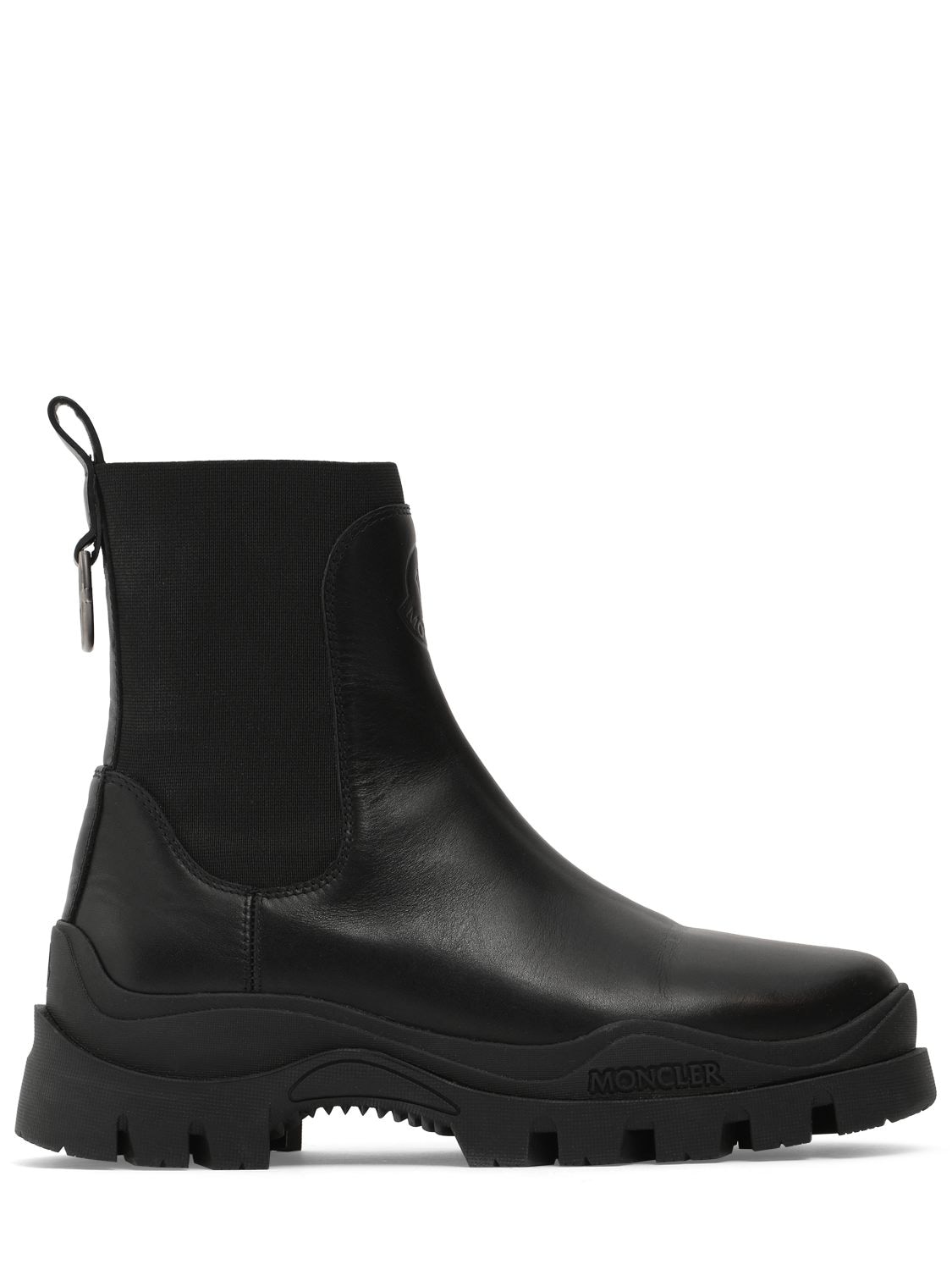 Shop Moncler 50mm Larue Chelsea Leather Ankle Boots In Black