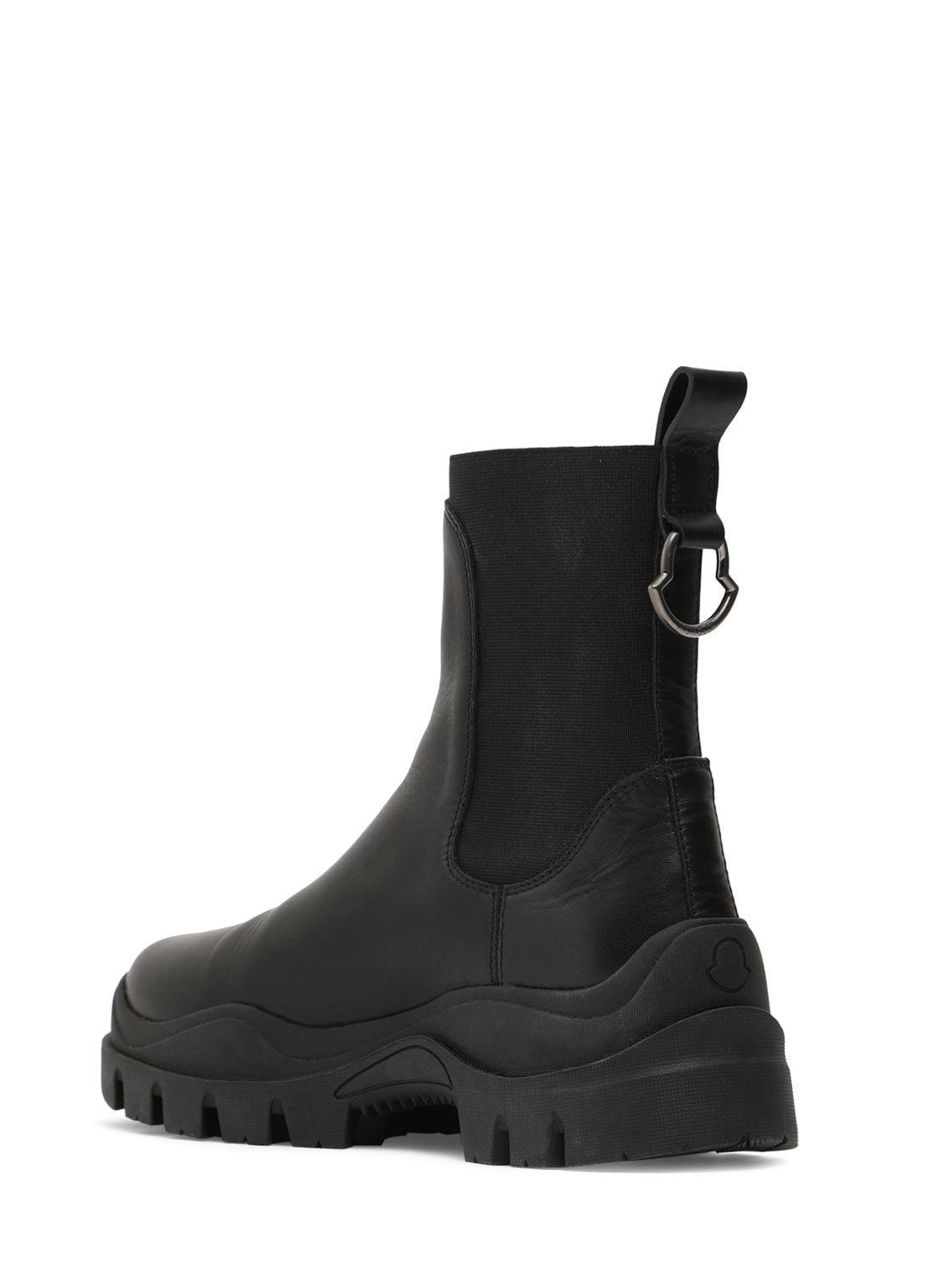 Shop Moncler 50mm Larue Chelsea Leather Ankle Boots In Black