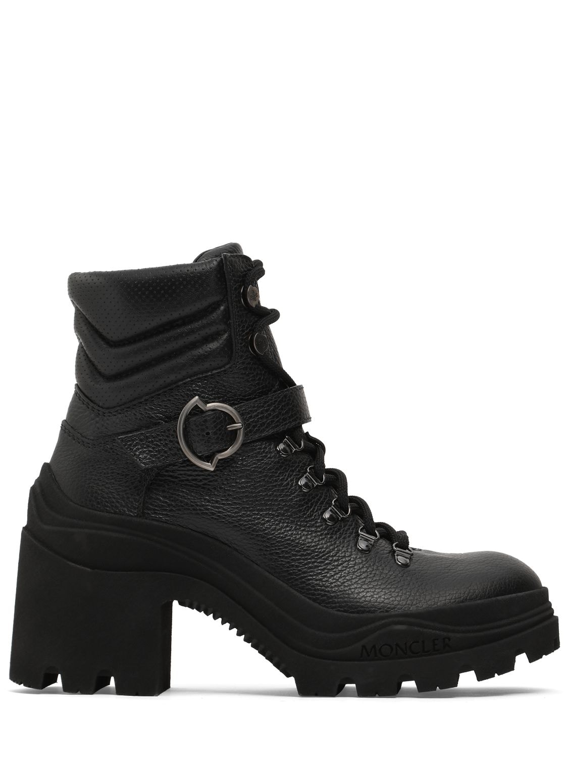 Moncler Envile Block-heel Leather Ankle Boots In Black