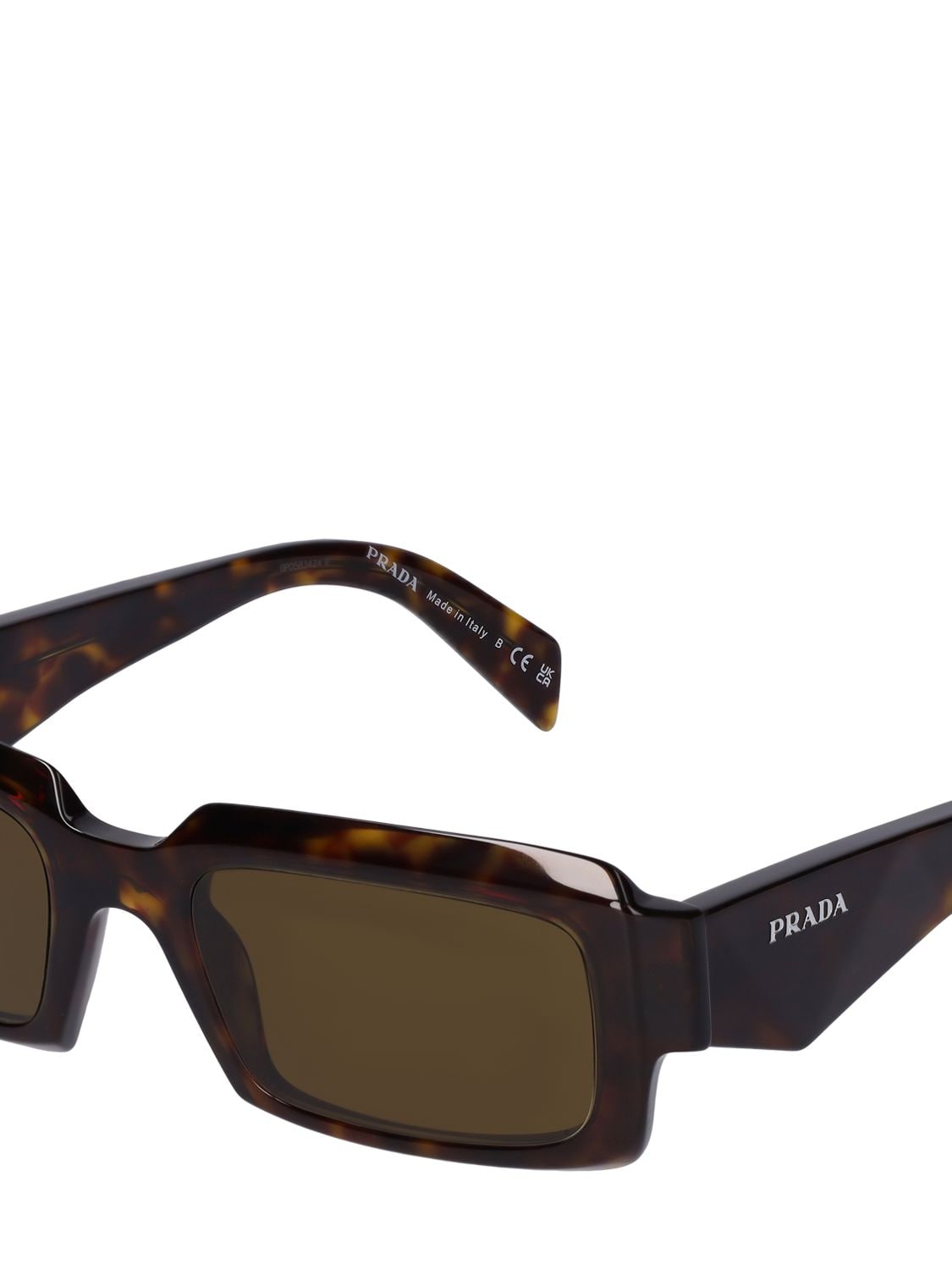 Shop Prada Catwalk Squared Acetate Sunglasses In Havana,green