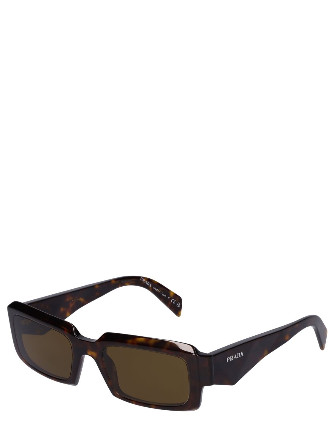 Shop Prada Catwalk Squared Acetate Sunglasses In Havana,green