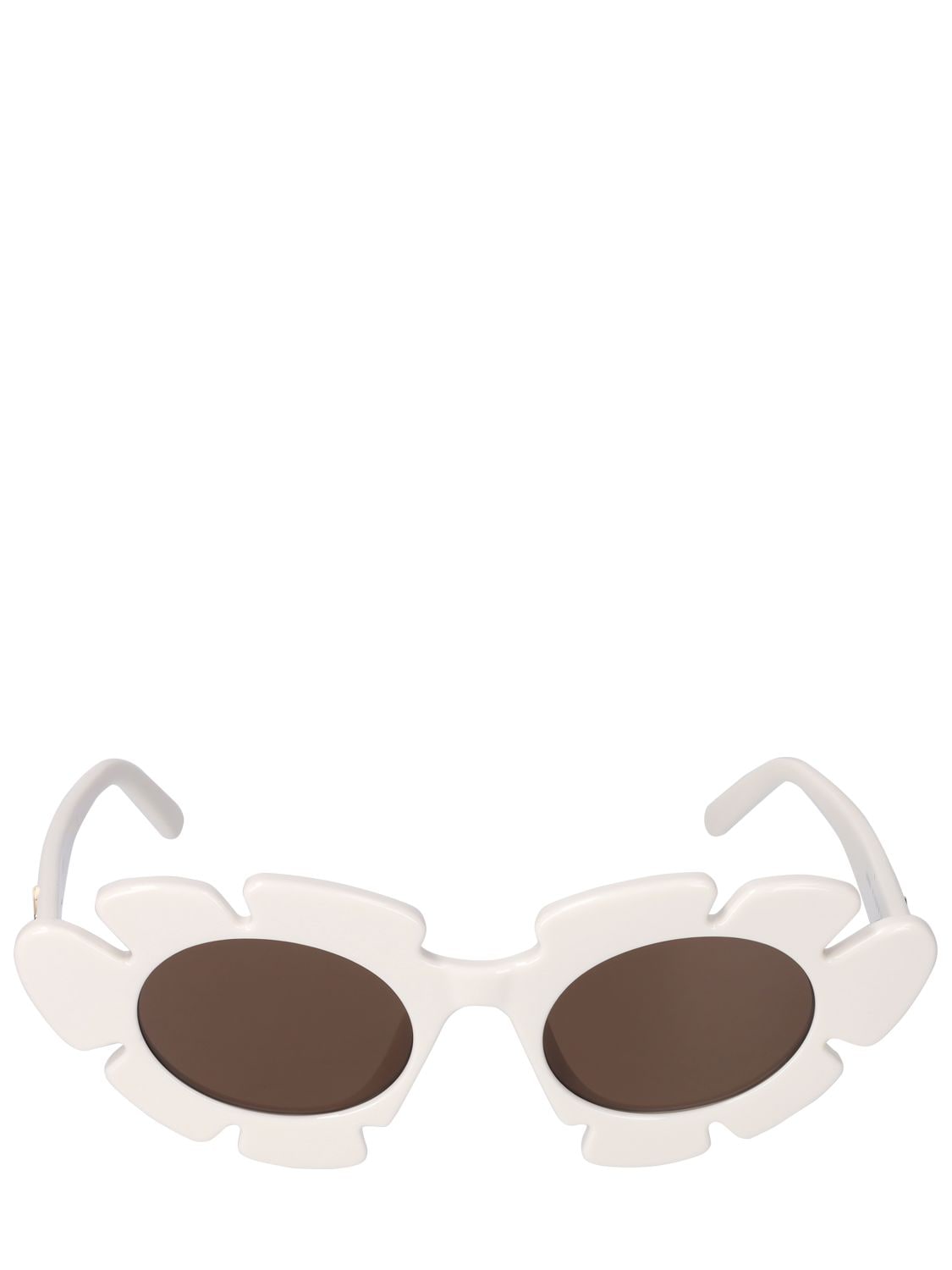 Shop Loewe Paula's Ibiza Flower-shaped Sunglasses In White,brown