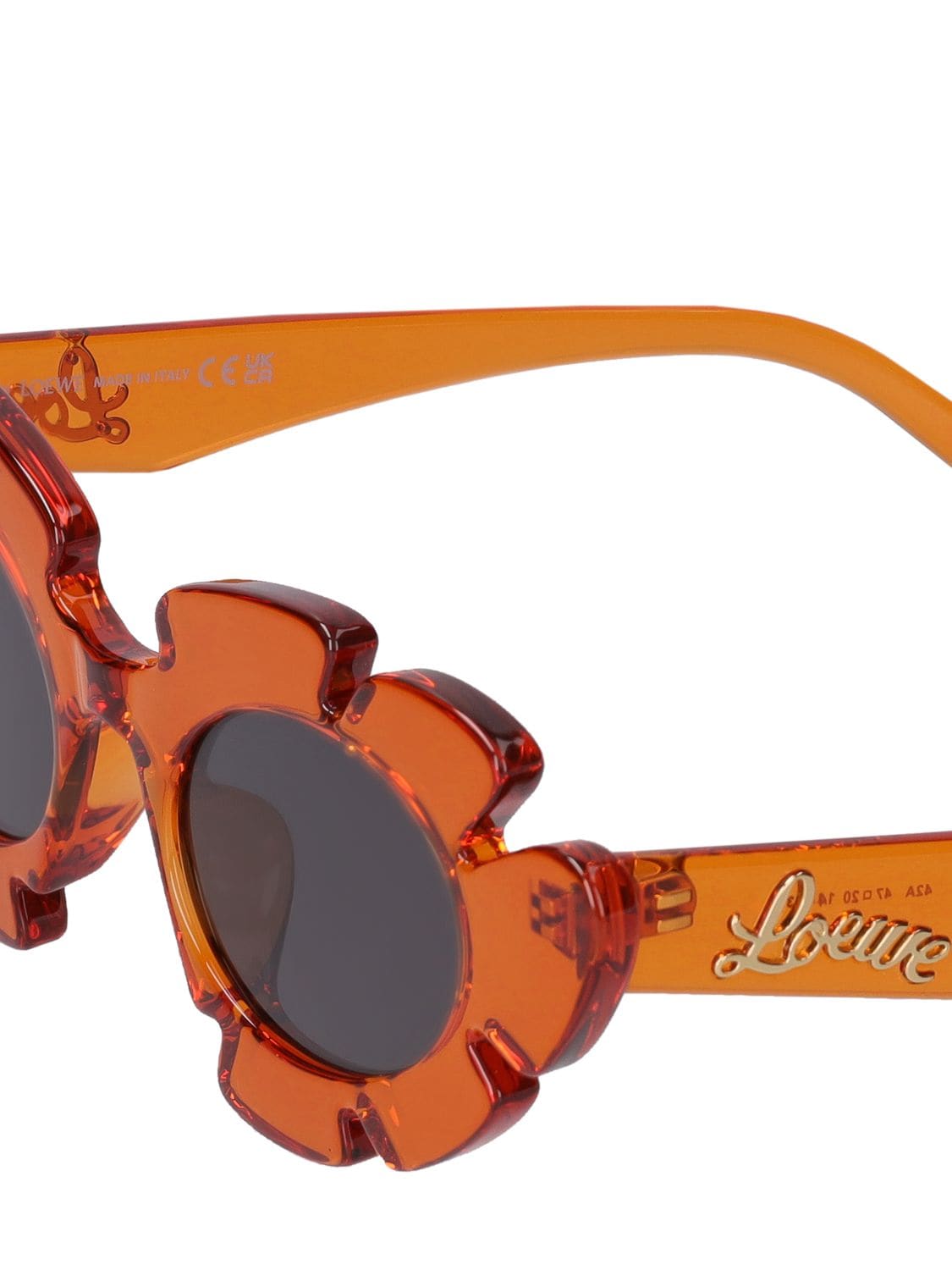 Shop Loewe Paula's Ibiza Flower-shaped Sunglasses In Orange,smoke