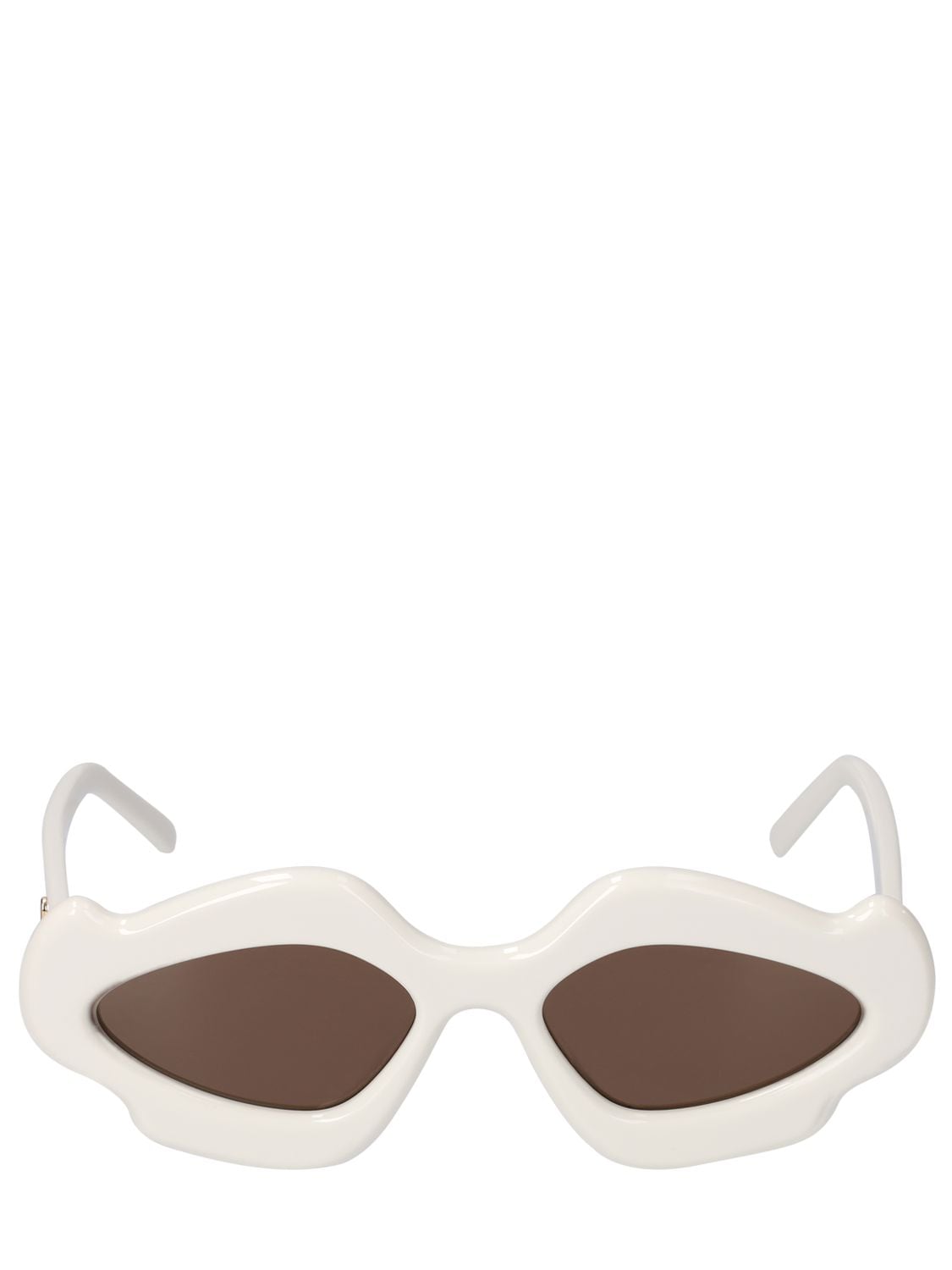 Shop Loewe Paula's Ibiza Geometric Sunglasses In White,brown