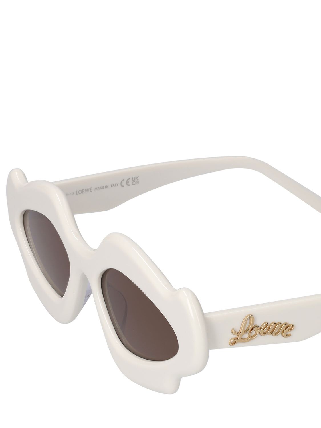 Shop Loewe Paula's Ibiza Geometric Sunglasses In White,brown
