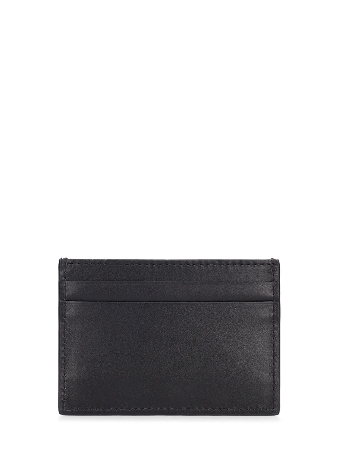 Shop Moschino Logo Print Leather Card Holder In Black,white