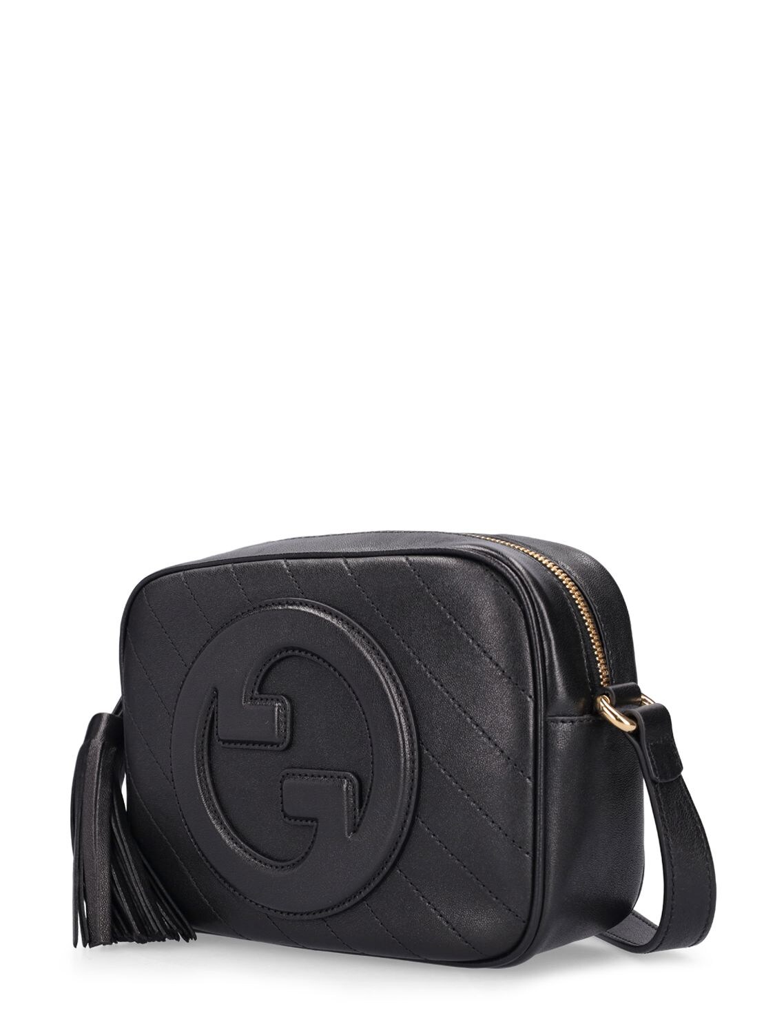 Shop Gucci Blondie Leather Shoulder Bag In Black