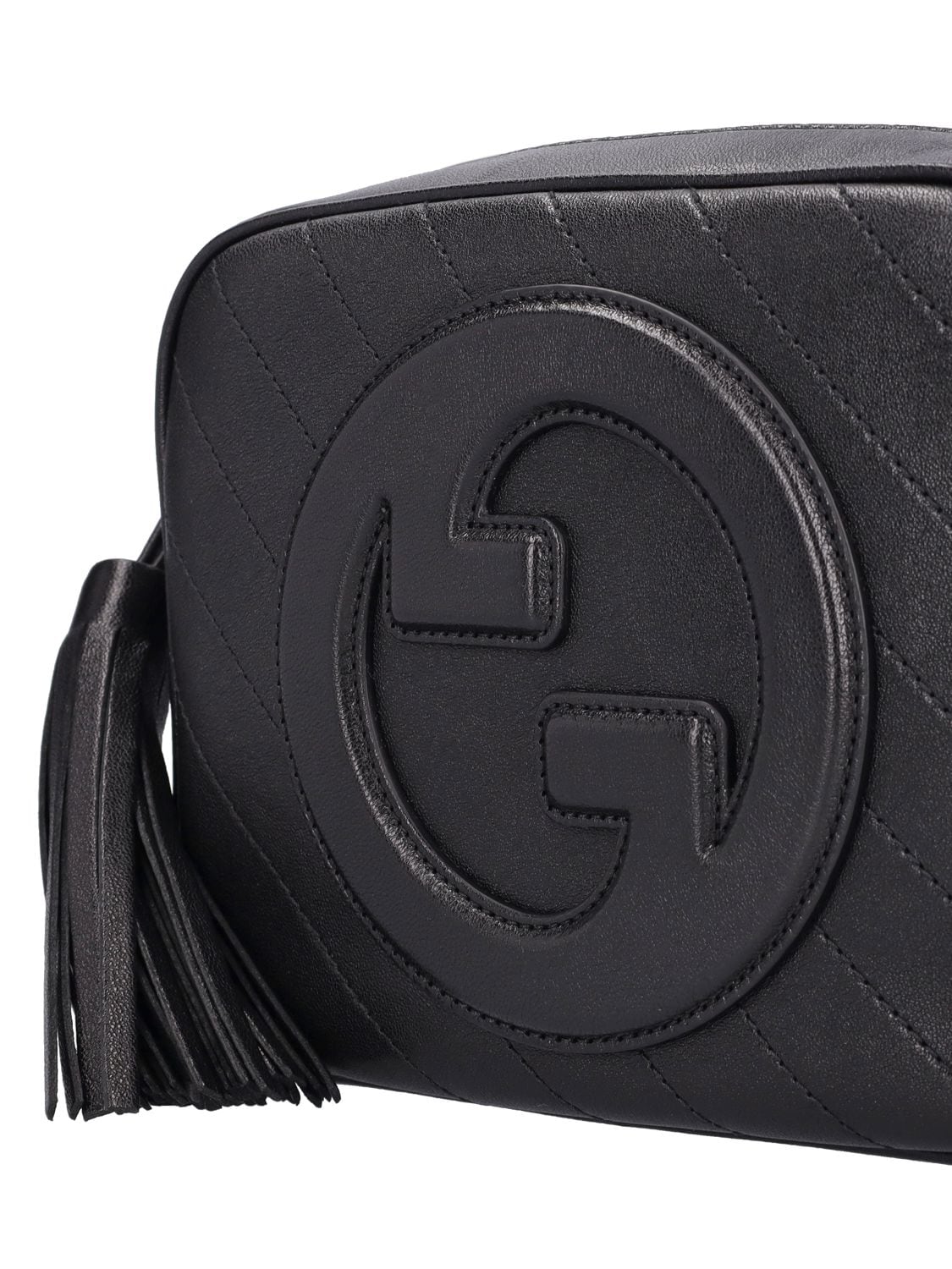 Shop Gucci Blondie Leather Shoulder Bag In Black