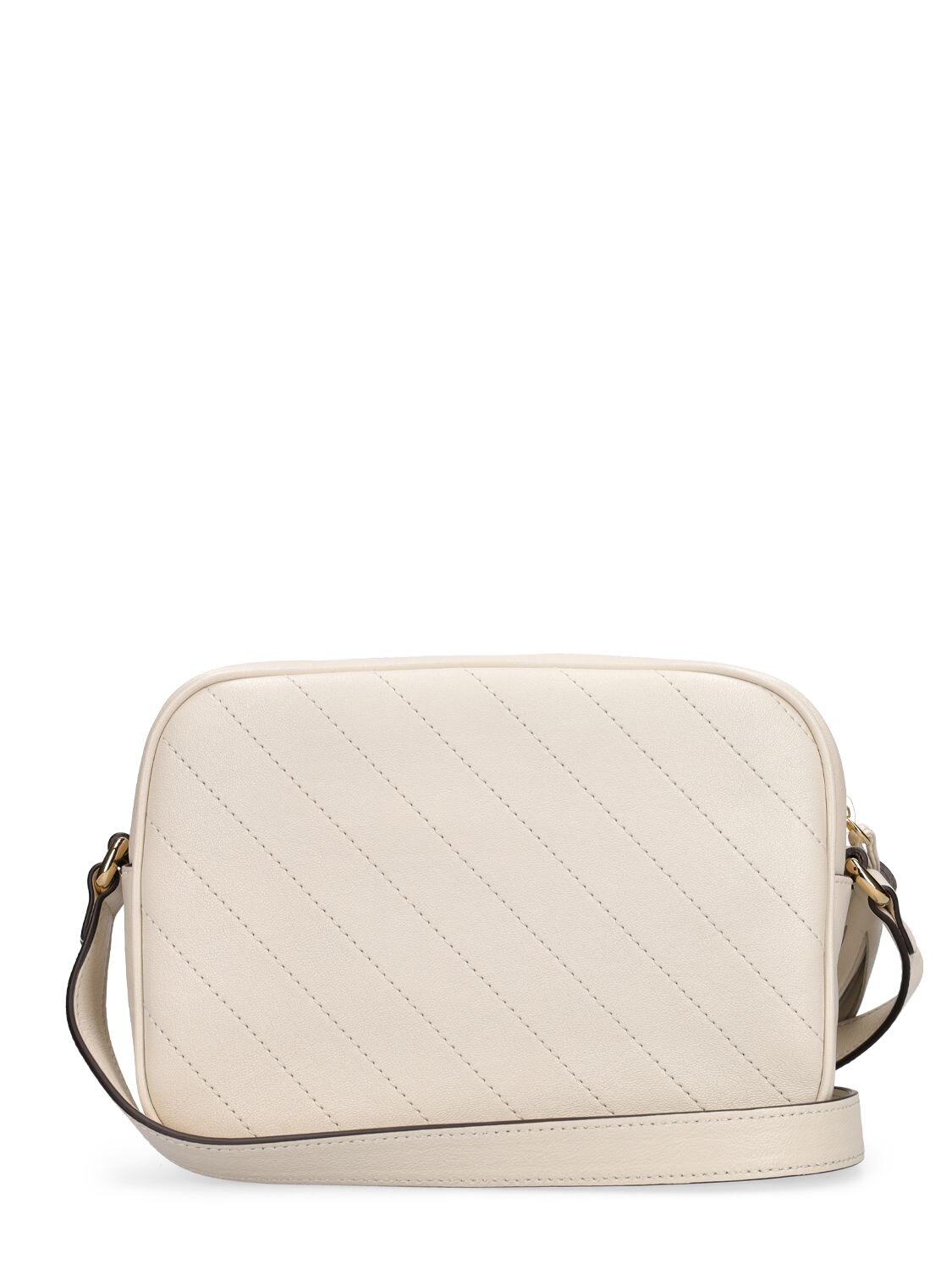 Shop Gucci Blondie Leather Shoulder Bag In Mystic White