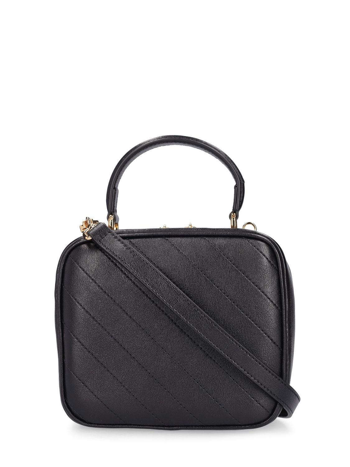 Shop Gucci Blondie Leather Top Handle Bag In Black