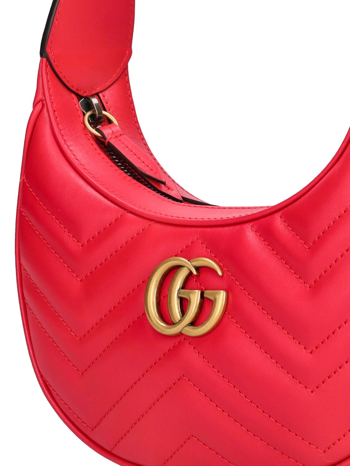 Red Quilted Leather 'GG' Half Moon Bag