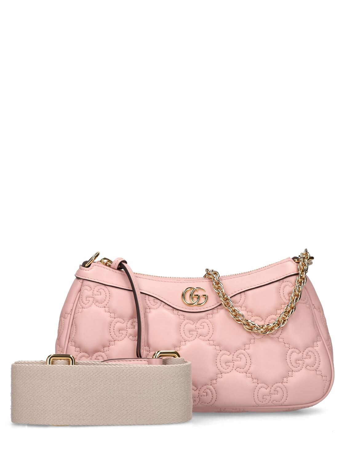 Shop Gucci Gg Matelassé Leather Shoulder Bag In Pink