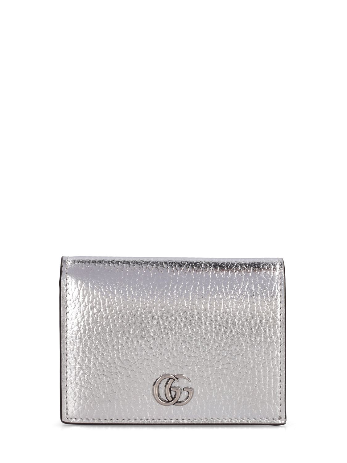 Gucci Gg Petite Marmont Leather Wallet In Silver