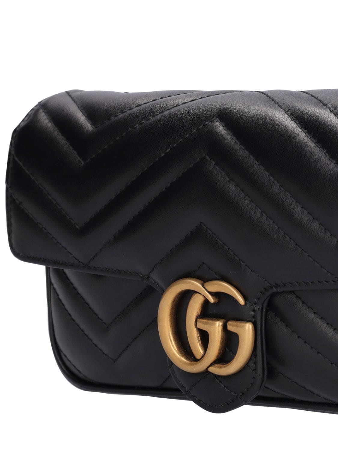 White Gucci Mini GG Marmont Wallet on Chain Crossbody Bag