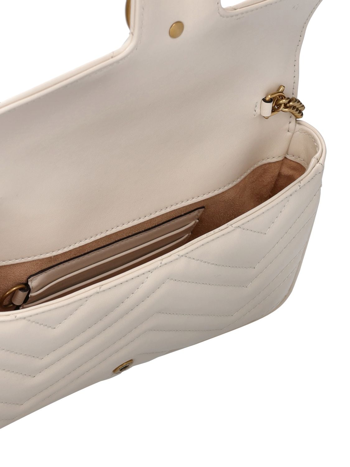 Shop Gucci Mini Gg Marmont Leather Shoulder Bag In Mystic White