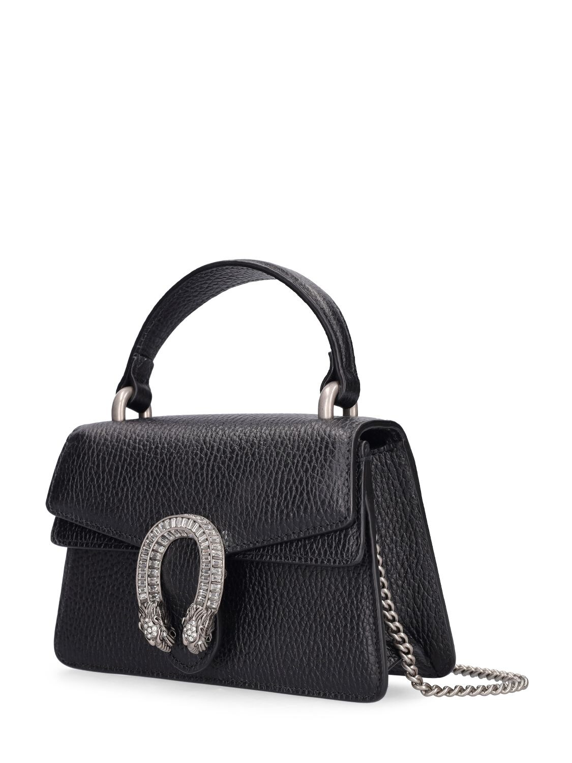 Shop Gucci Super Mini Leather Shoulder Bag In Black