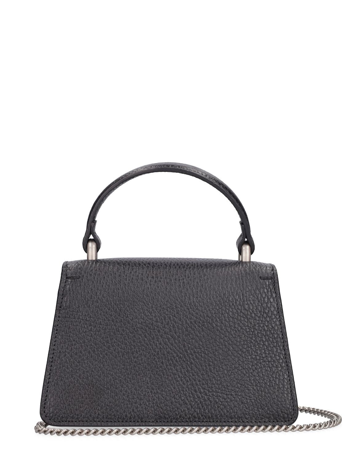 Shop Gucci Super Mini Leather Shoulder Bag In Black