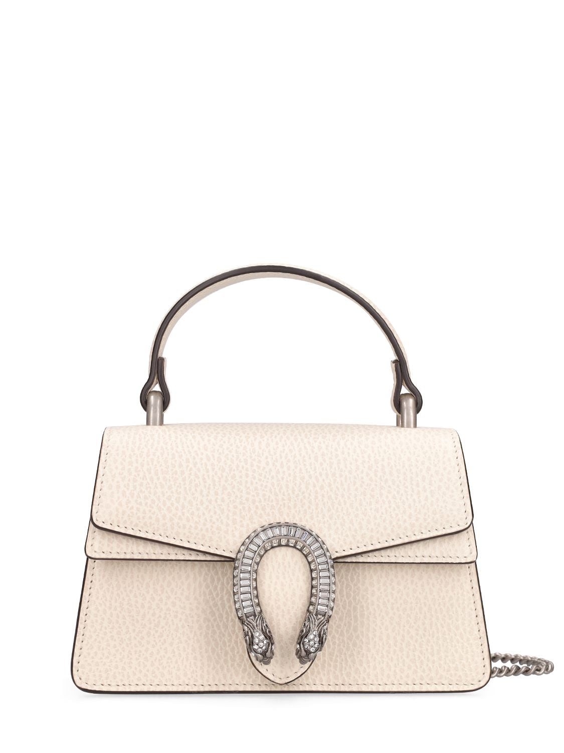 Gucci Super Mini Leather Shoulder Bag In Mystic White