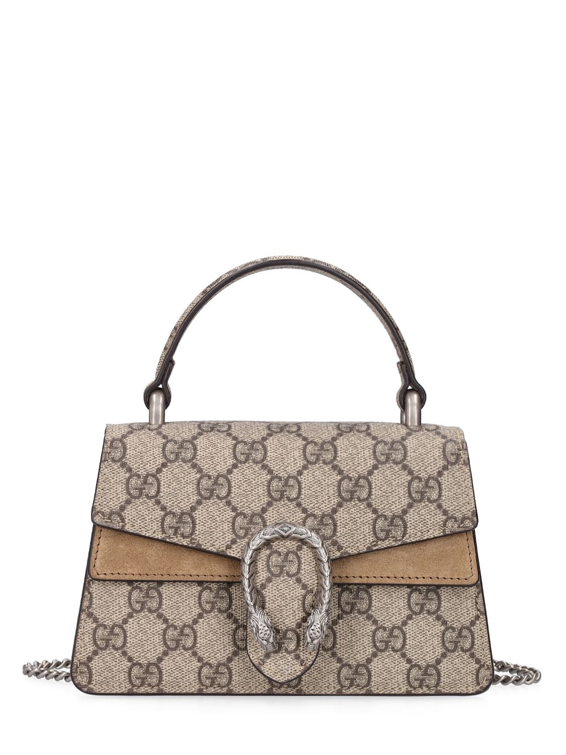 Gucci Super Mini Canvas Shoulder Bag In 檀木黑