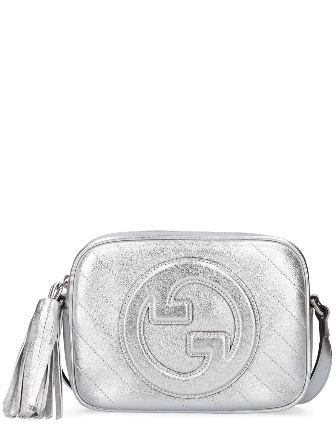 Gucci Blondie Leather Shoulder Bag In Silver