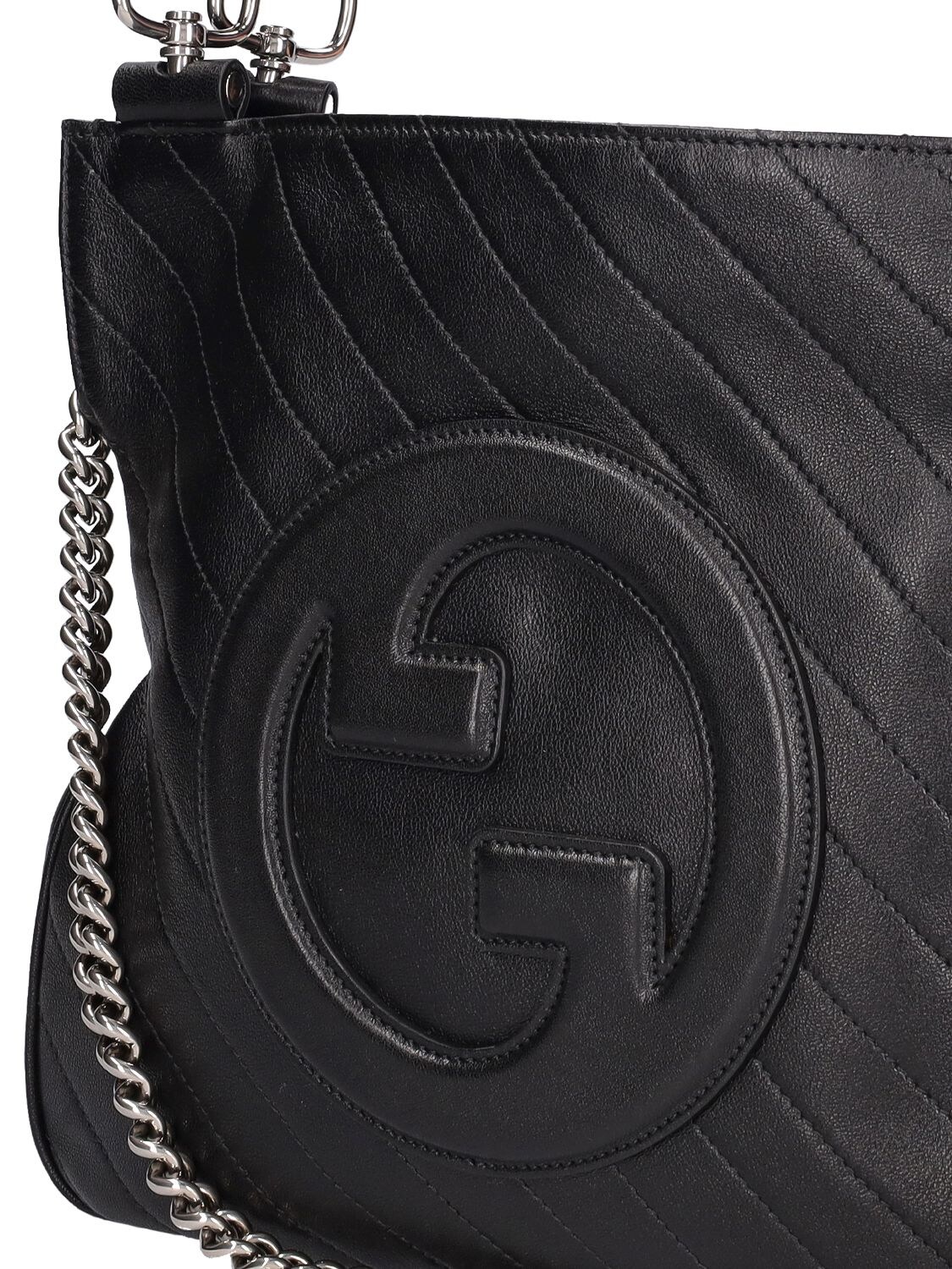 Shop Gucci Blondie Leather Tote Bag In Black