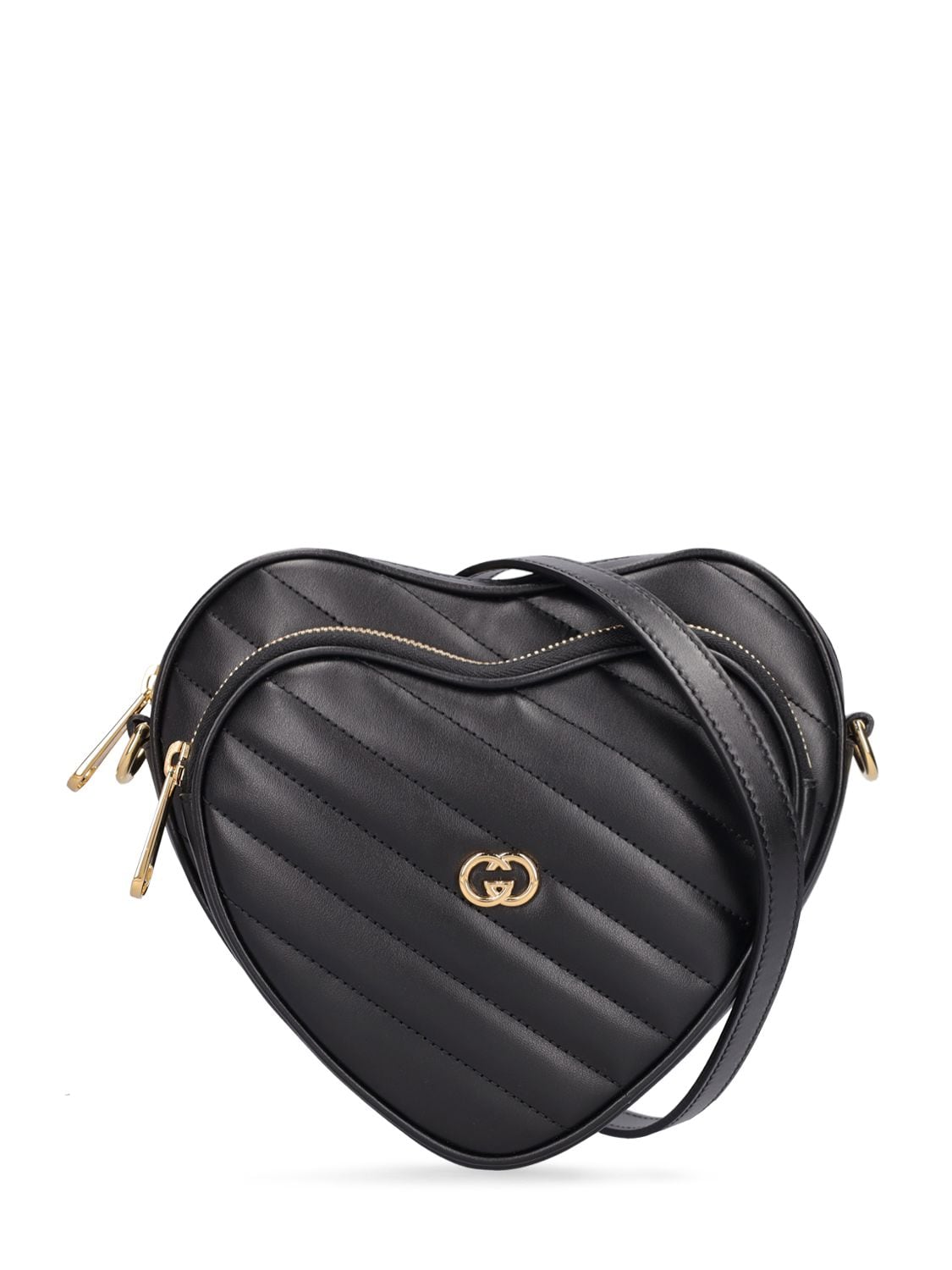 Shop Gucci Interlocking G Mini Heart Leather Bag In Black