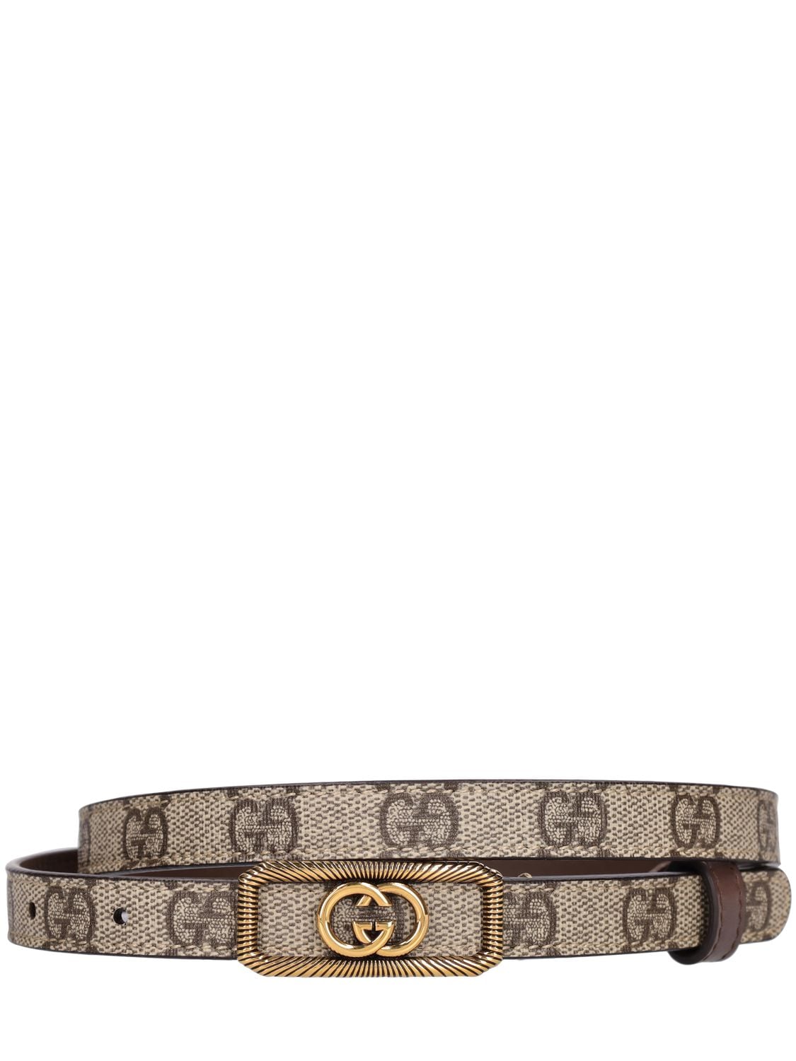 Shop Gucci 1.5cm Gg Supreme Canvas Thin Belt In Ebony