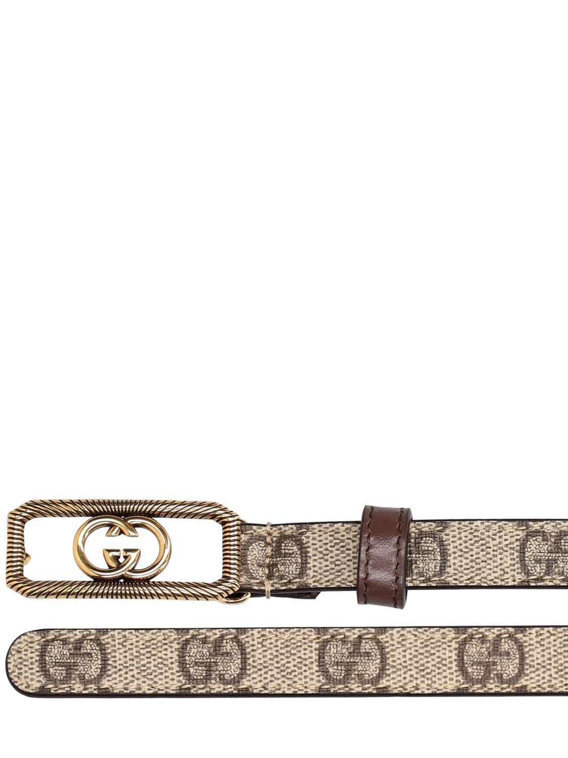 Shop Gucci 1.5cm Gg Supreme Canvas Thin Belt In Ebony