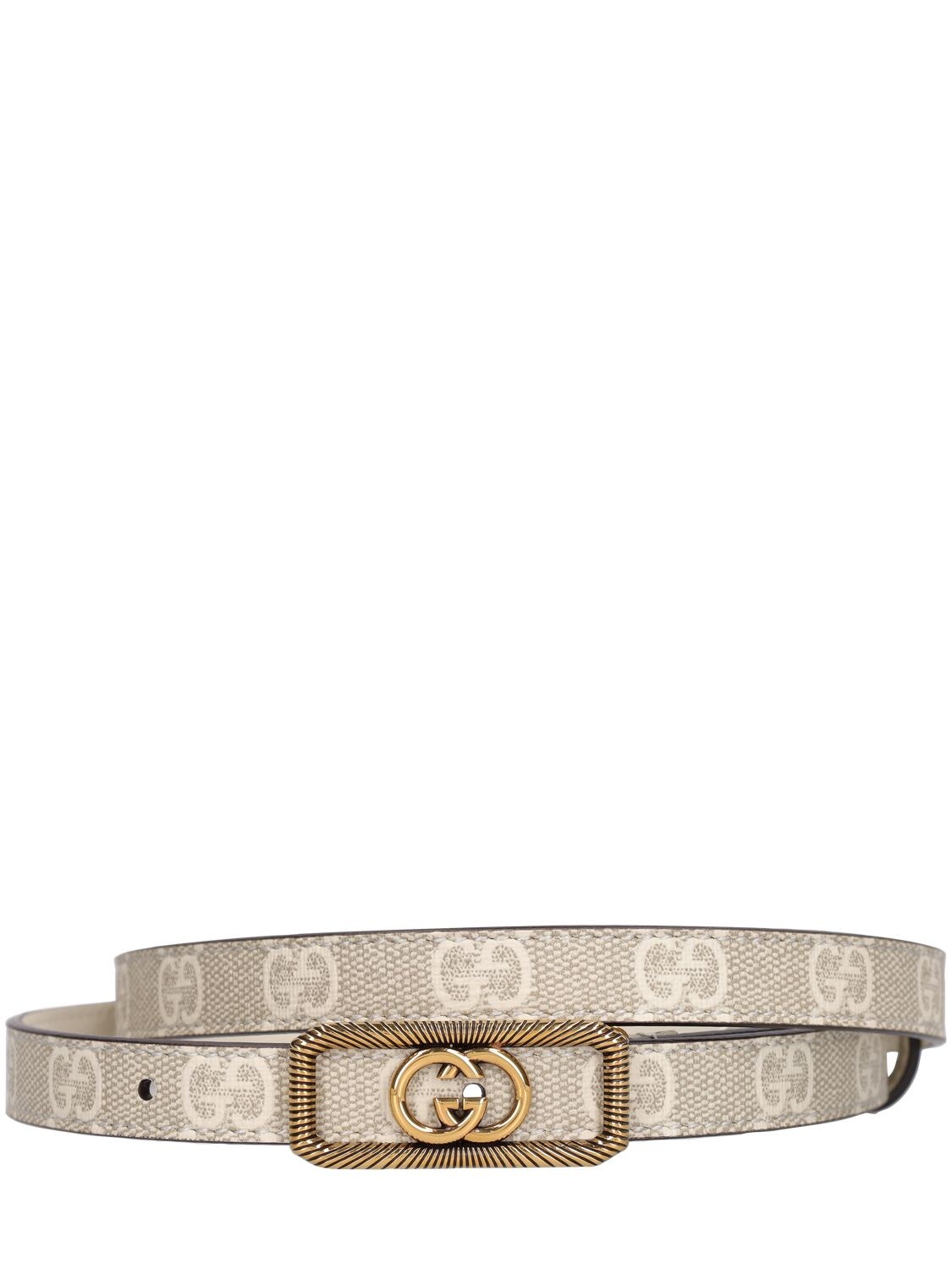 Gucci Belt GG Supreme Leather 1.5 Width Beige/Ebony