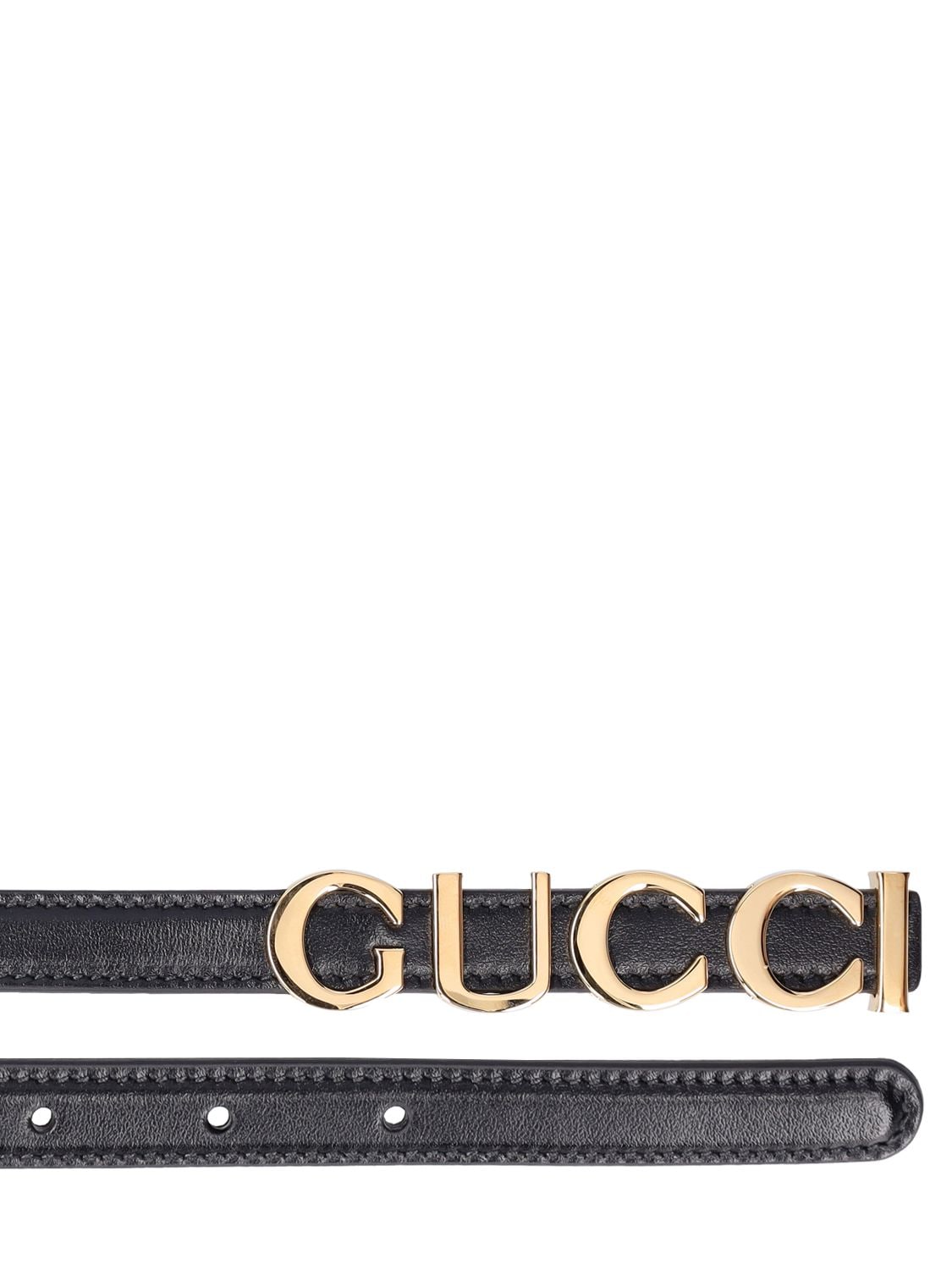 Shop Gucci 15mm Leather Belt In 黑色