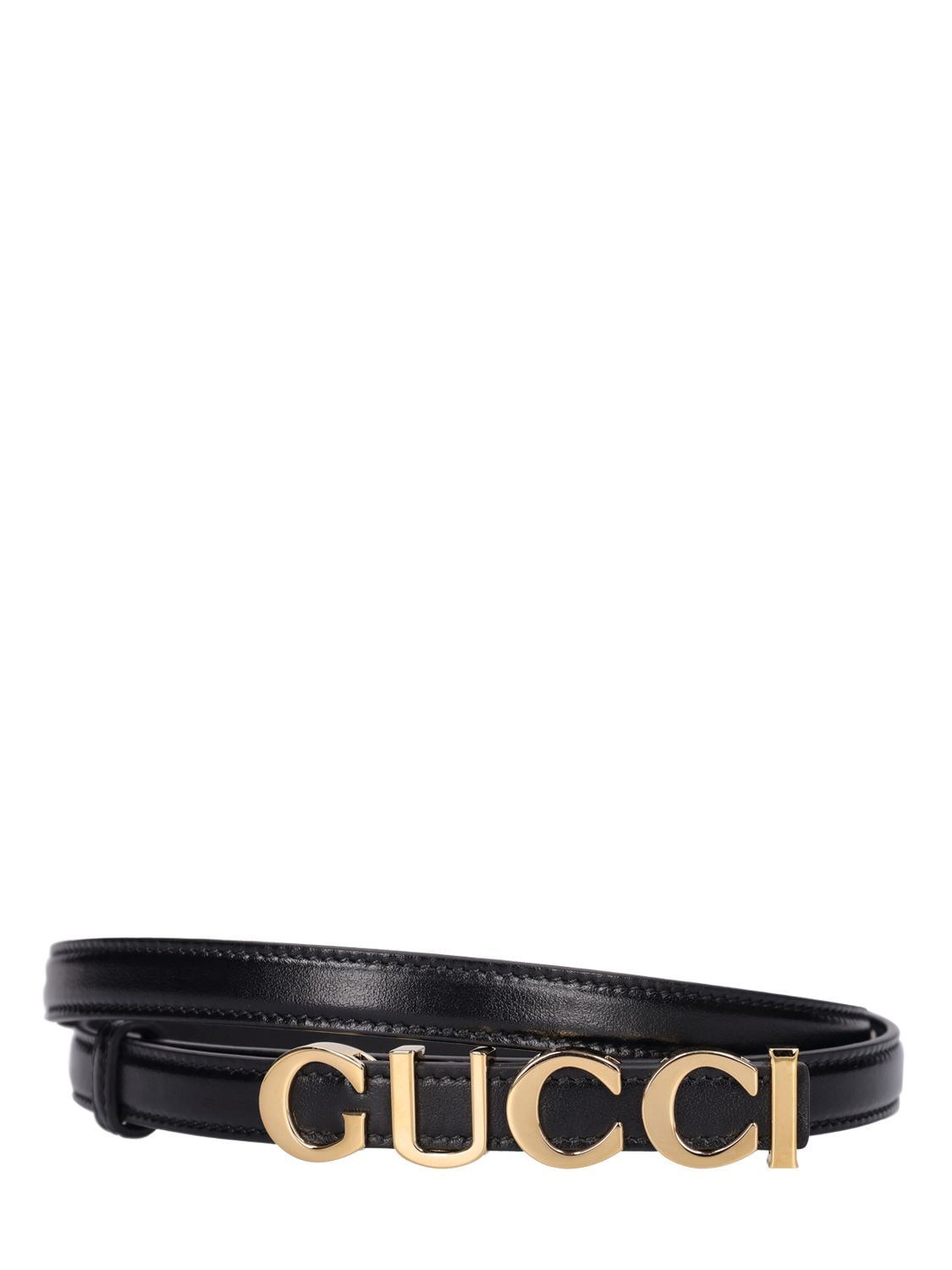 Gucci 15mm Leather Belt In 黑色