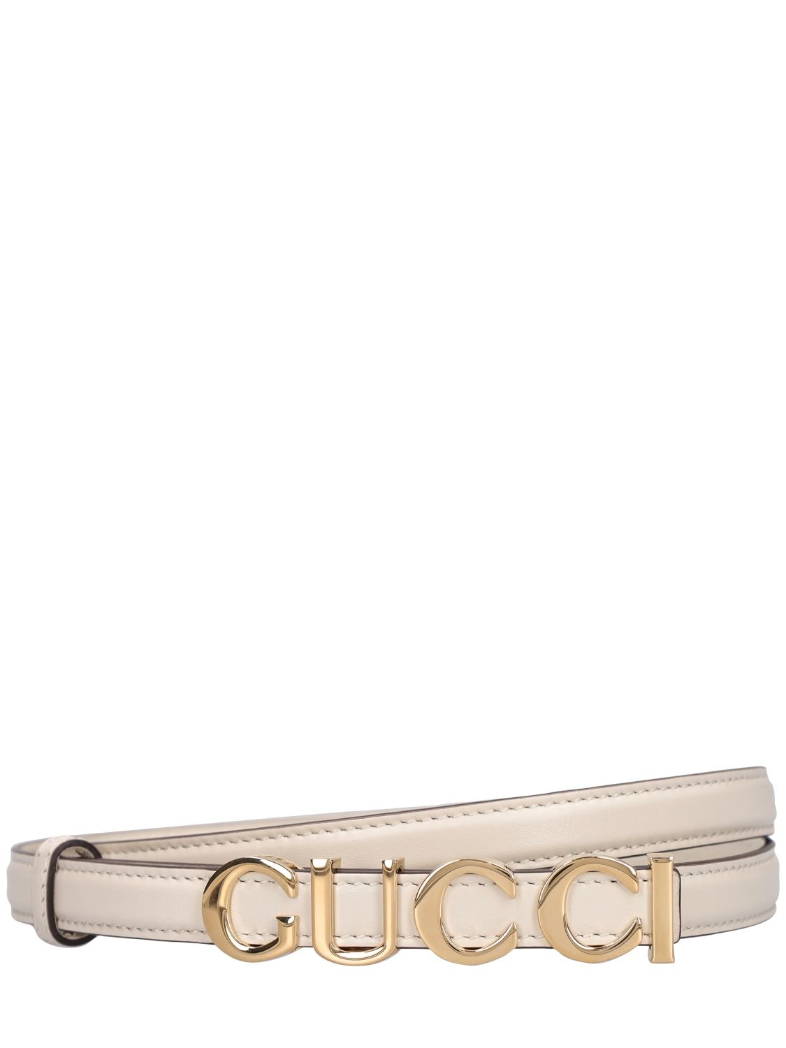 Gucci 15mm Leather Belt In Mystic White