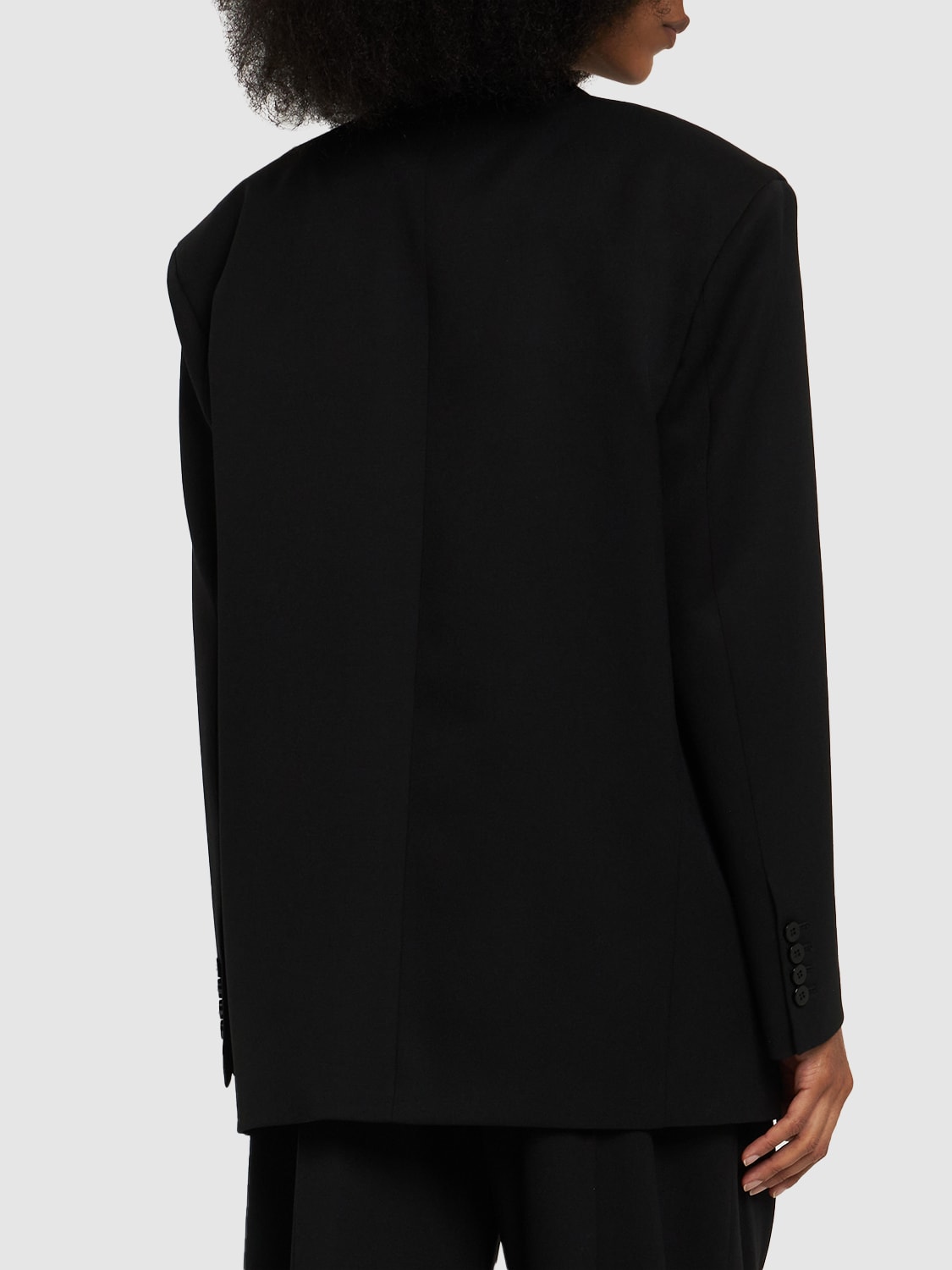 Shop Attico Glen Wool Serge Single Breasted Blazer In Black
