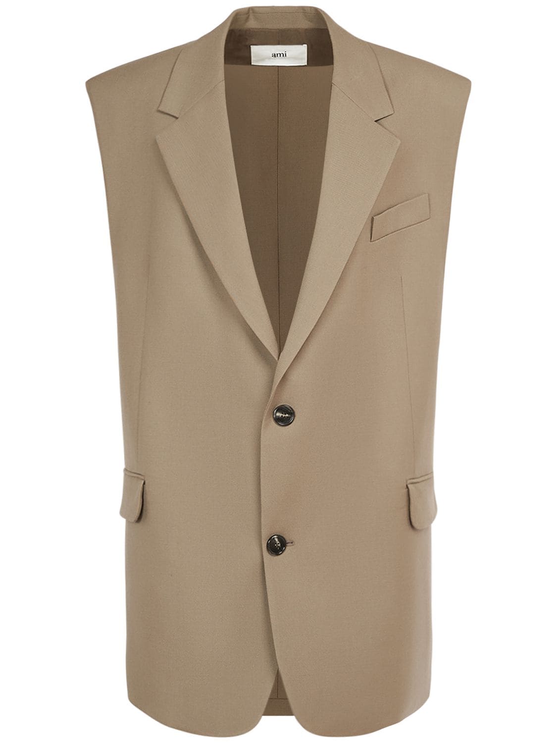 Ami Alexandre Mattiussi Two-button Oversize Wool Waistcoat In Taupe