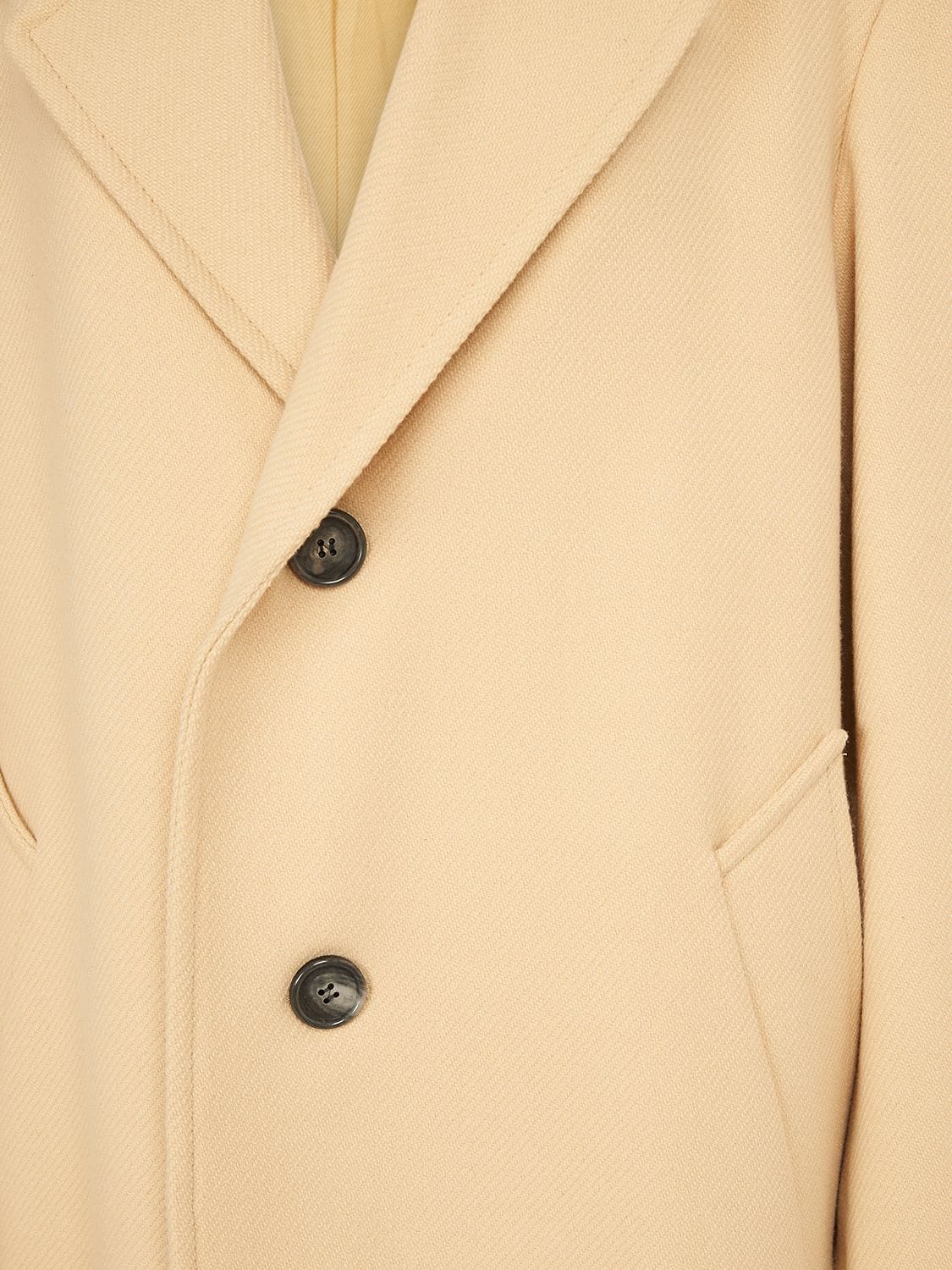 Shop Ami Alexandre Mattiussi Oversize Wool Gabardine Long Coat In Light Yellow