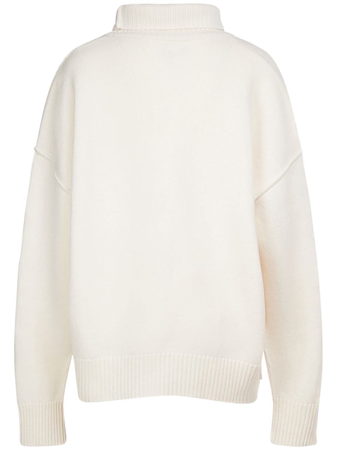 Shop Ami Alexandre Mattiussi Red Ami De Coeur Wool Turtleneck Sweater In White
