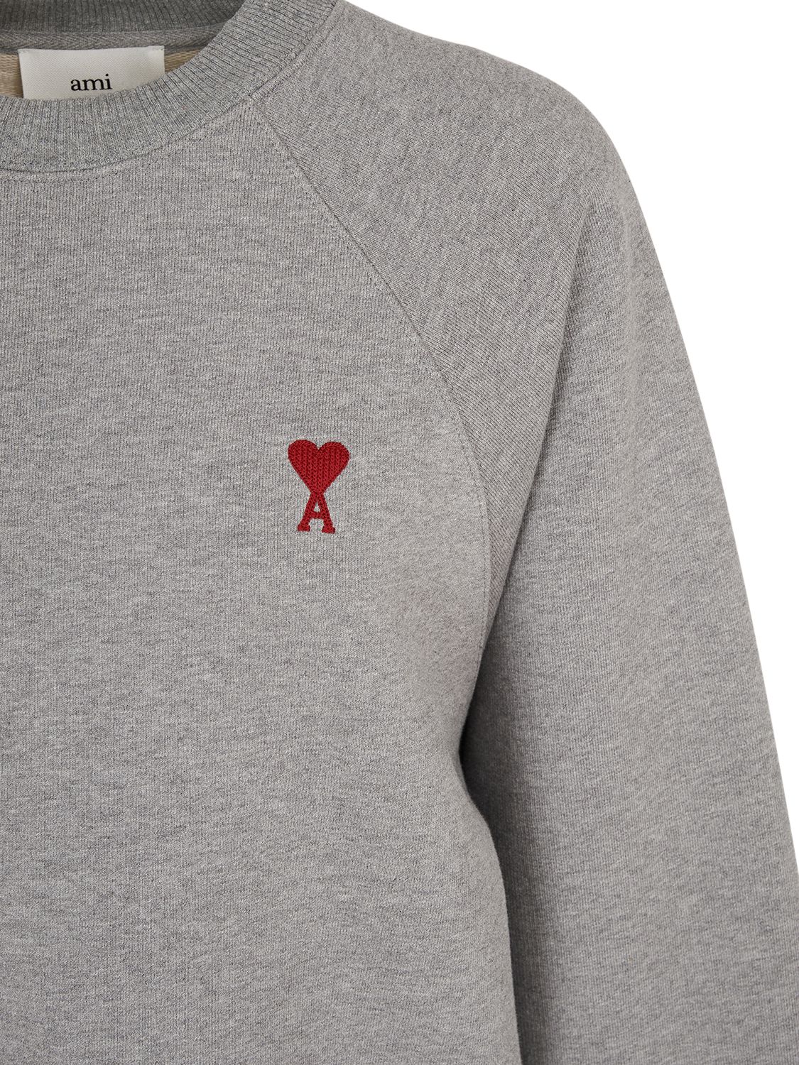 Shop Ami Alexandre Mattiussi Logo Organic Cotton Jersey Sweatshirt In Grey