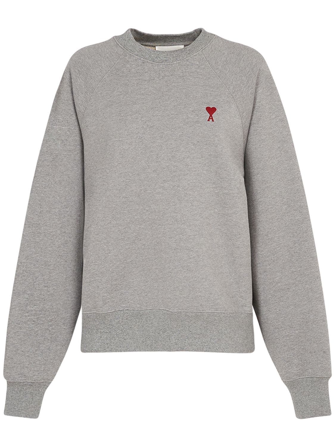 Shop Ami Alexandre Mattiussi Logo Organic Cotton Jersey Sweatshirt In Grey