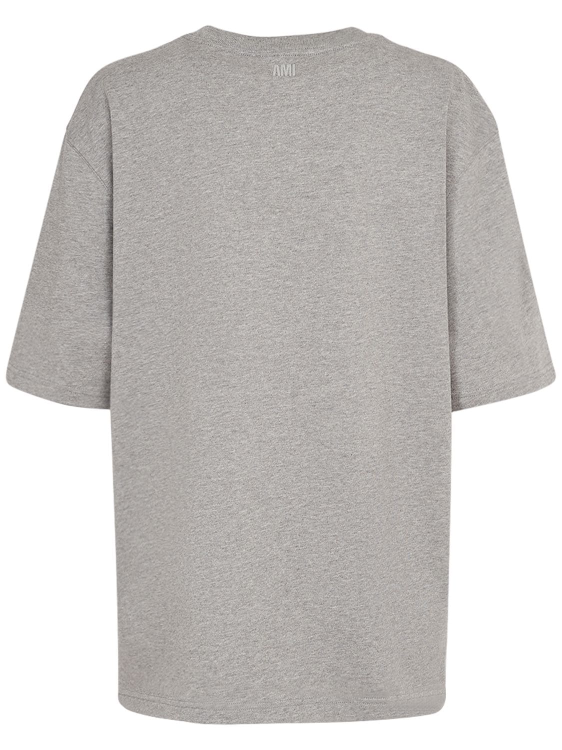 Shop Ami Alexandre Mattiussi Red Ami De Coeur Cotton Jersey T-shirt In Grey