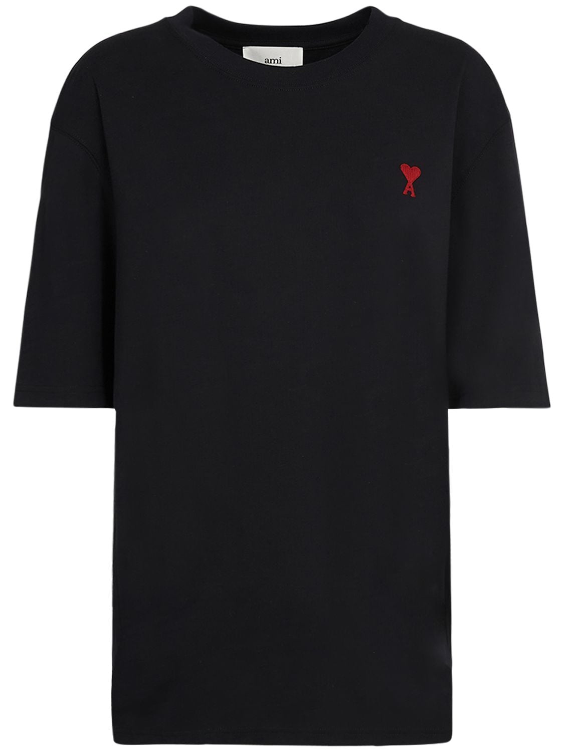 Shop Ami Alexandre Mattiussi Red Ami De Coeur Cotton Jersey T-shirt In Black